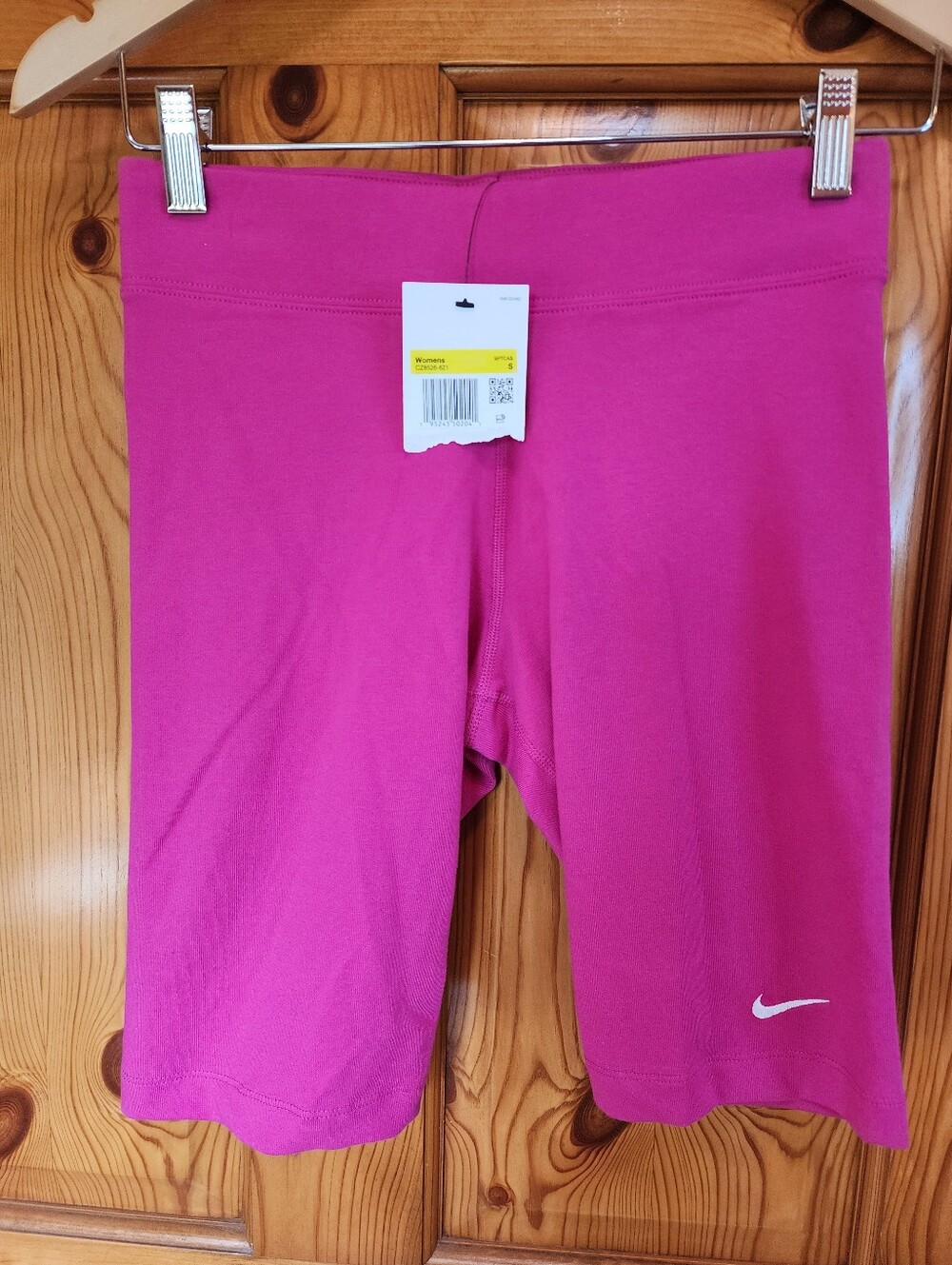 Nike Women's Hot Pink Athletic Bike Shorts with Swoosh, Size S